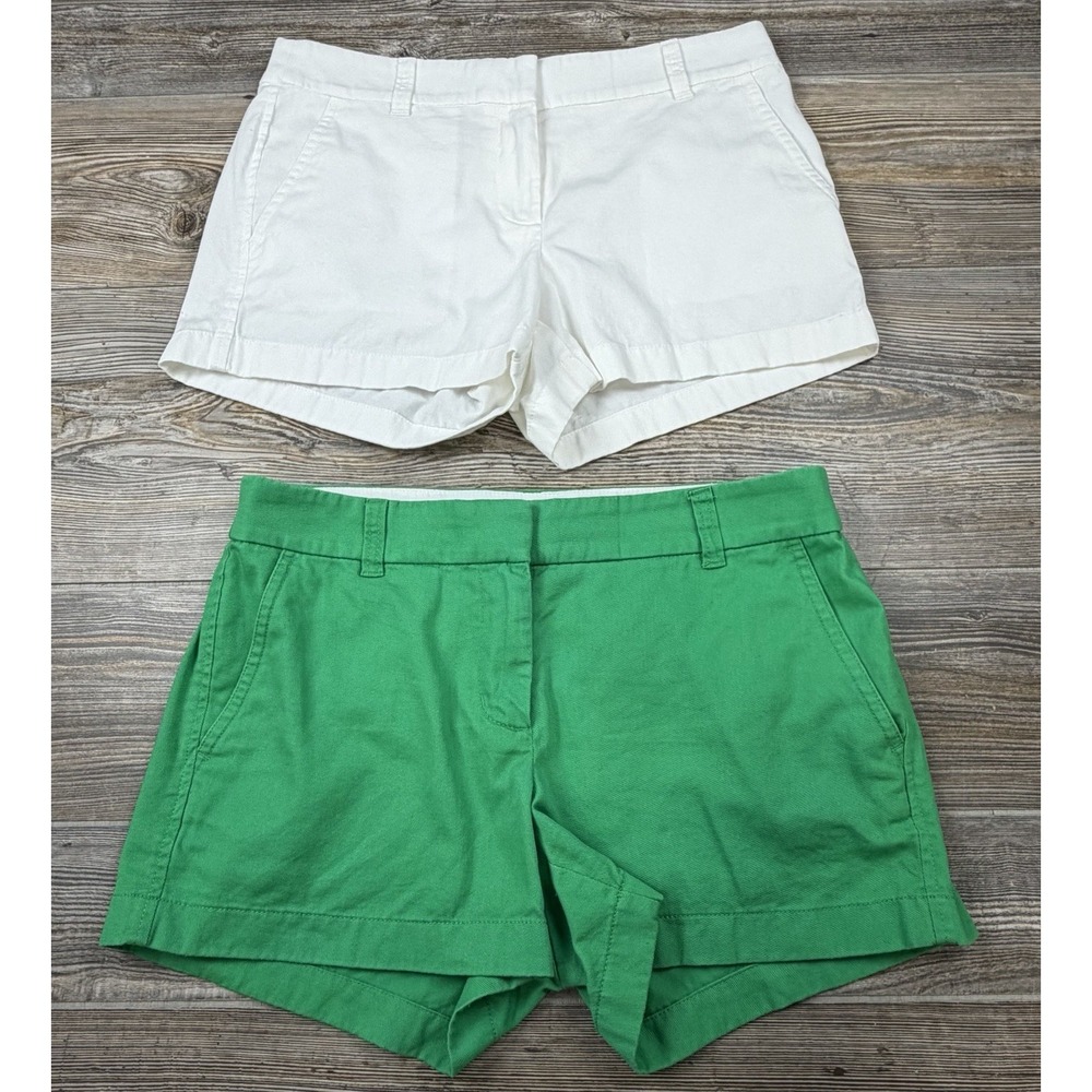 LOT OF 2 ~J Crew Classic Chino Shorts Women's Size 4 100% Cotton Beach Resort
